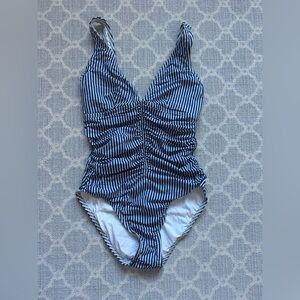 Navy Striped One-Piece Swimsuit
